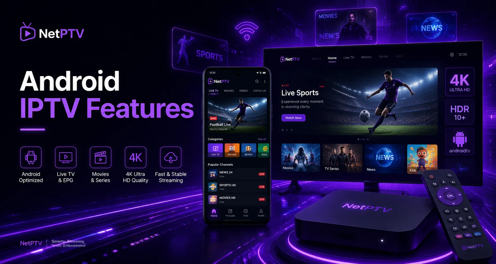 Android IPTV Features NetPTV - iptv for android best